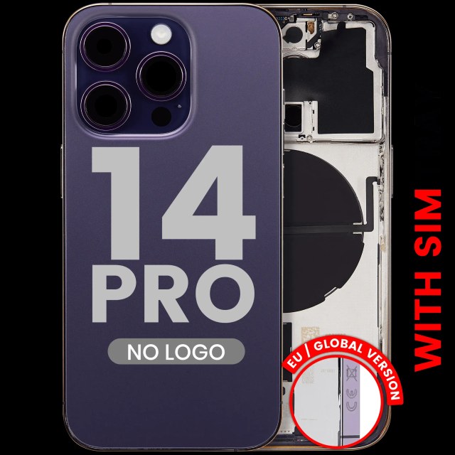 Scocca posteriore W/ Minuteria per iPhone 14 Pro (EU / Global Version) (Aftermarket Plus) (Deep Viola)