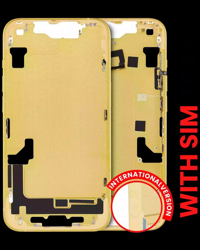 Frame centrale W/ Minuteria per iPhone 14 (EU / Global Version) (Aftermarket Plus) (Giallo)