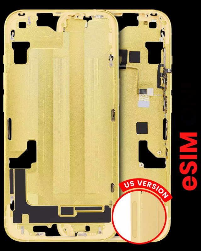 Frame centrale W/ Minuteria per iPhone 14 Plus (US Version) (Aftermarket Plus) (Giallo)