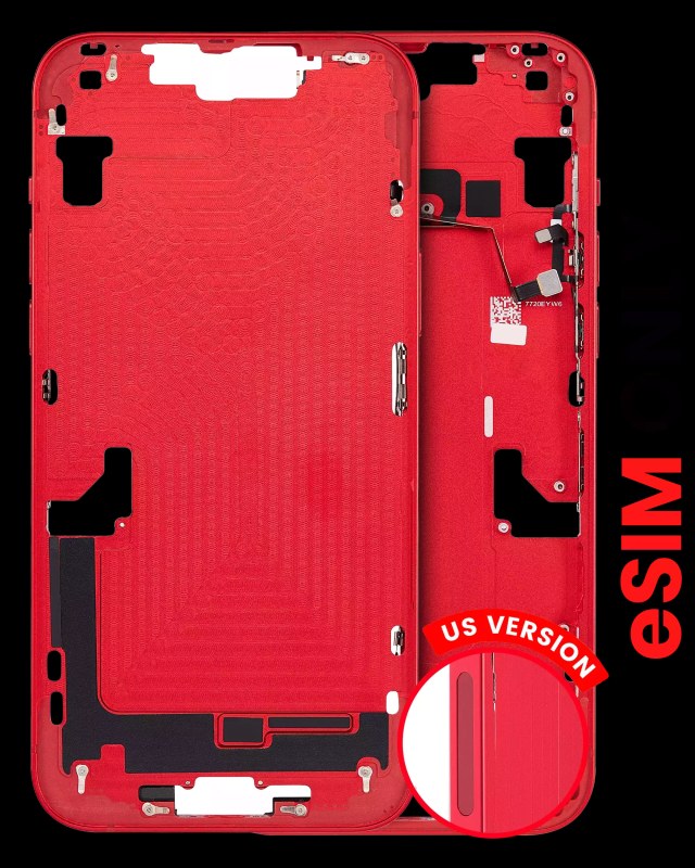 Frame centrale W/ Minuteria per iPhone 14 Plus (US Version) (Aftermarket Plus) (Rosso)