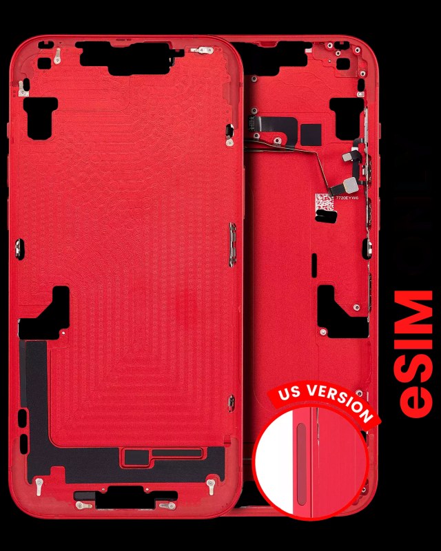 Frame centrale W/ Minuteria per iPhone 14 (US Version) (Aftermarket Plus) (Rosso)