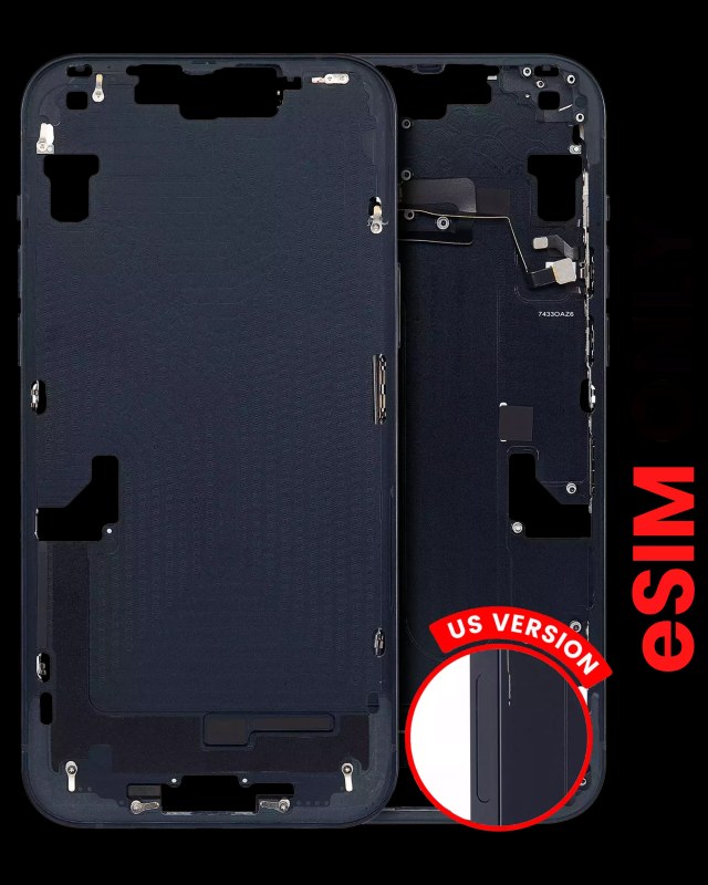 Frame centrale W/ Minuteria per iPhone 14 (US Version) (Aftermarket Plus) (Mezzanotte)