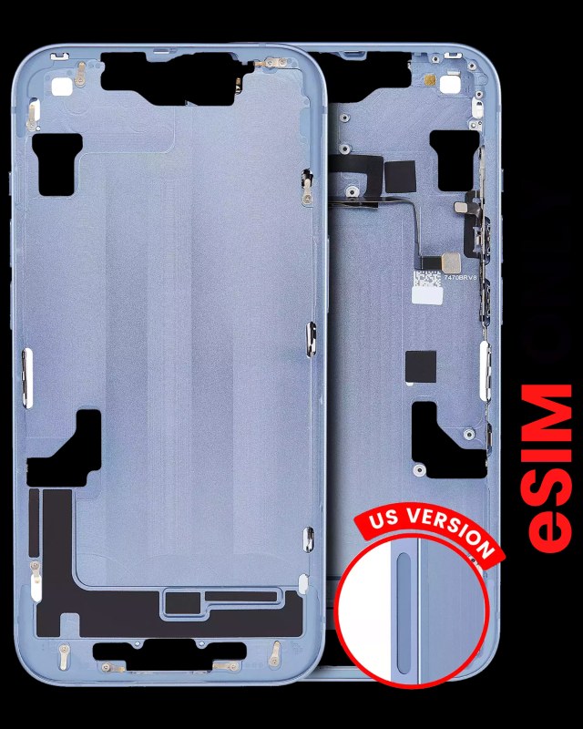 Frame centrale W/ Minuteria per iPhone 14 (US Version) (Aftermarket Plus) (Blu)