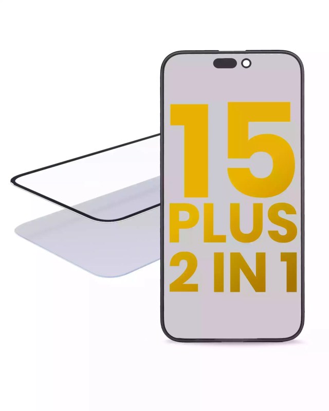 2 in 1 (vetro + OCA preinstallato) per iPhone 15 Plus (OCA Master) (2 pezzi)