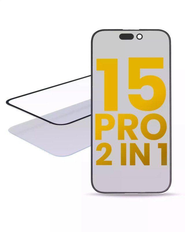 2 in 1 (vetro + OCA preinstallato) per iPhone 15 Pro (OCA Master) (2 pezzi)