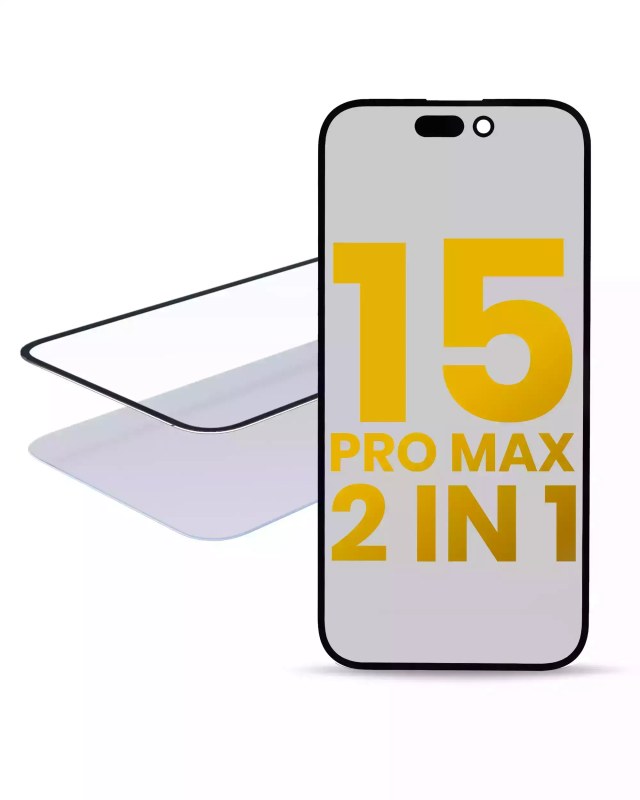 2 in 1 (vetro + OCA preinstallato) per iPhone 15 Pro Max (OCA Master) (2 pezzi)