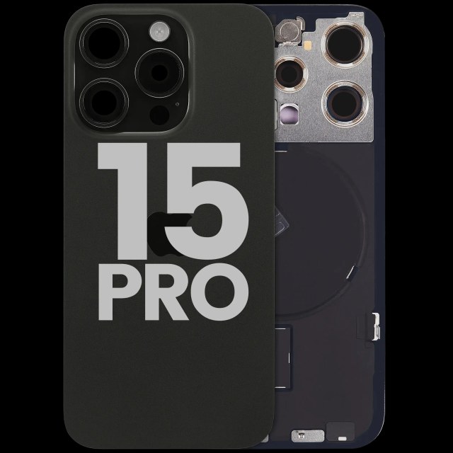Vetro posteriore con magnete MagSafe, NFC e flat flash per iPhone 15 Pro (Used Service Pack Pull: grado A) (Titanio nero)