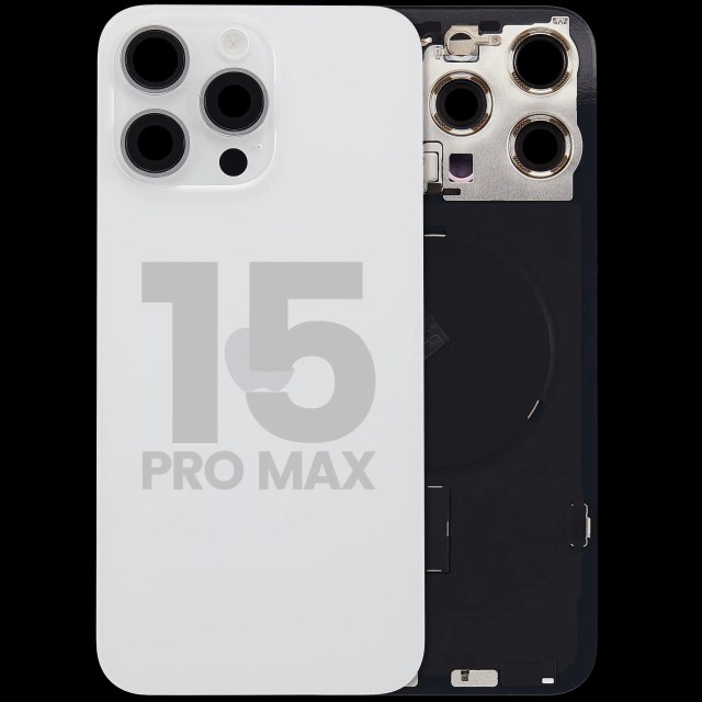 Vetro posteriore con magnete MagSafe, NFC e flat flash per iPhone 15 Pro Max (Used Service Pack Pull: grado A) (Titanio bianco)