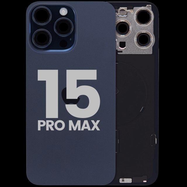 Vetro posteriore con magnete MagSafe, NFC e flat flash per iPhone 15 Pro Max (Used Service Pack Pull: grado A) (Titanio blu)