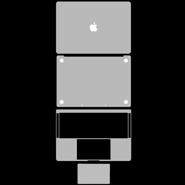 4in1 (Top, Bottom, tastiera, Trackpad) Skin per MacBook Pro 15" A1990 (2018-2019) / A1707 (2016-2017) (Grigio siderale)