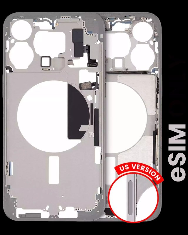 Frame centrale W/ Minuteria per iPhone 15 Pro Max (US Version) (Used Service Pack Pull: grado A) (Titanio bianco)
