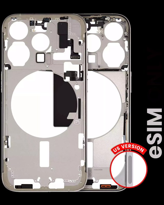 Frame centrale W/ Minuteria per iPhone 15 Pro (US Version) (Used Service Pack Pull: grado A) (Titanio naturale)