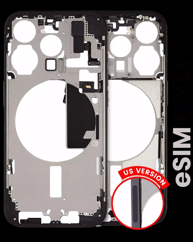 Frame centrale W/ Minuteria per iPhone 15 Pro (US Version) (Used Service Pack Pull: grado A) (Titanio nero)