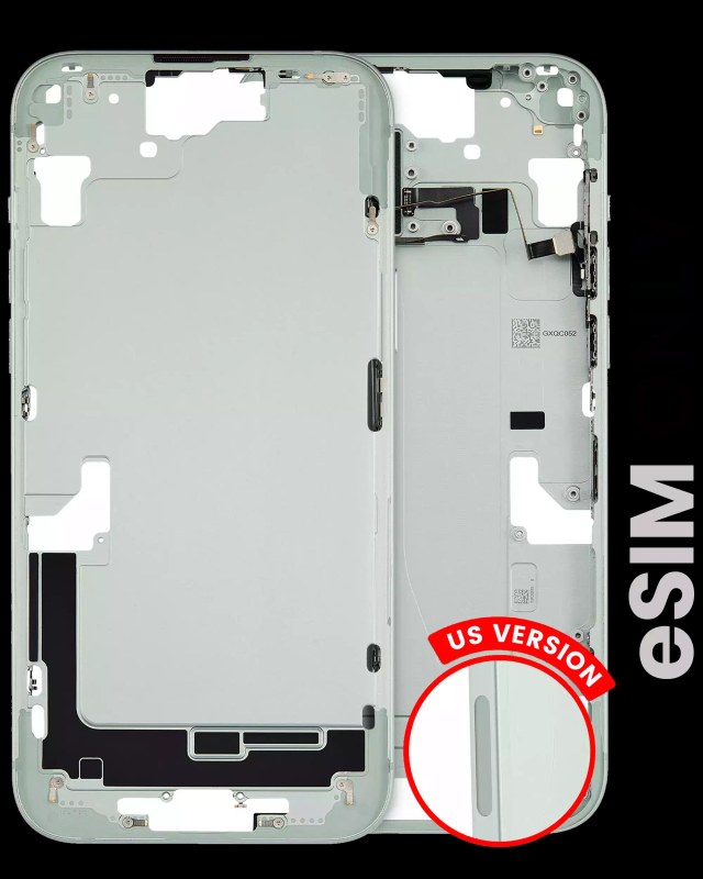 Frame centrale W/ Minuteria per iPhone 15 Plus (US Version) (Used Service Pack Pull: grado A) (Verde)
