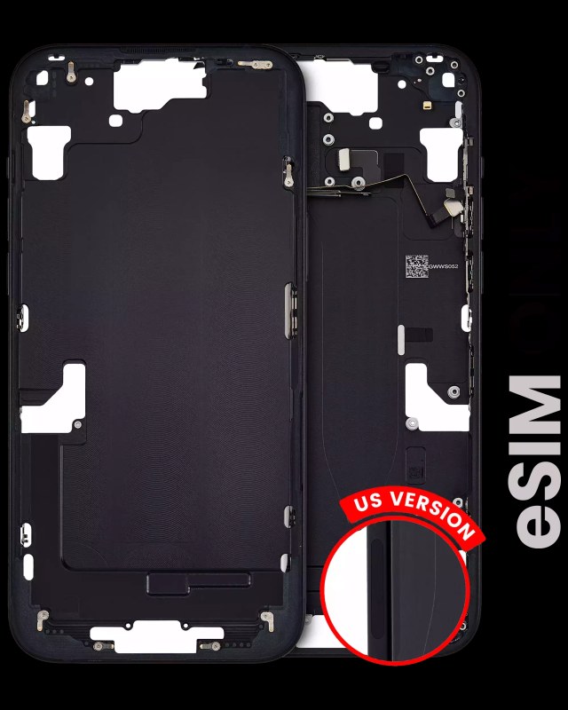 Frame centrale W/ Minuteria per iPhone 15 Plus (US Version) (Used Service Pack Pull: grado A) (Nero)