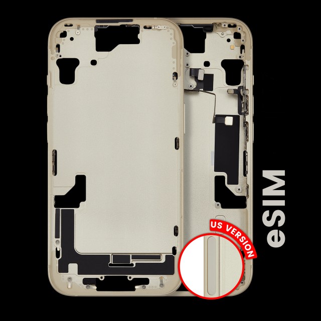 Frame centrale W/ Minuteria per iPhone 15 (US Version) (Used Service Pack Pull: grado A) (Giallo)