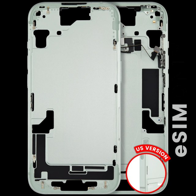 Frame centrale W/ Minuteria per iPhone 15 (US Version) (Used Service Pack Pull: grado A) (Verde)