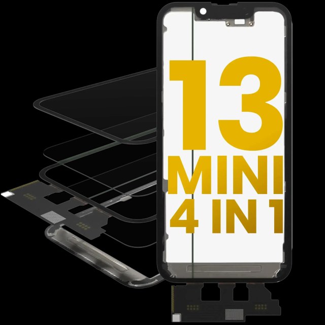 4 in 1 Short flat (Touch screen Touch con vetro + OCA + Frame Pre-installed) per iPhone 13 Mini (OCA Master)