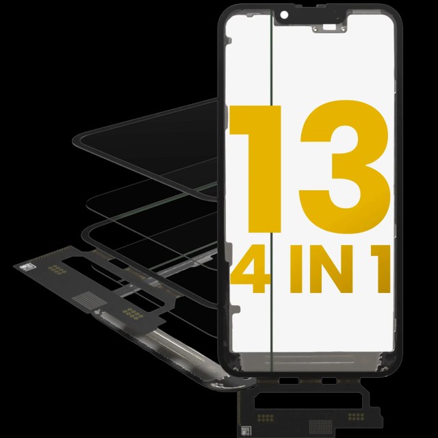 4 in 1 Short flat (Touch screen Touch con vetro + OCA + Frame Pre-installed) per iPhone 13 (OCA Master)