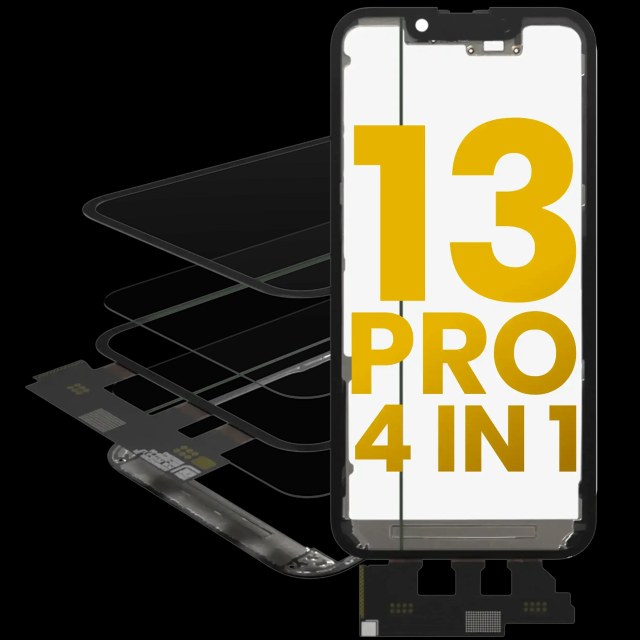 4 in 1 Short flat (Touch screen Touch con vetro + OCA + Frame Pre-installed) per iPhone 13 Pro (OCA Master)