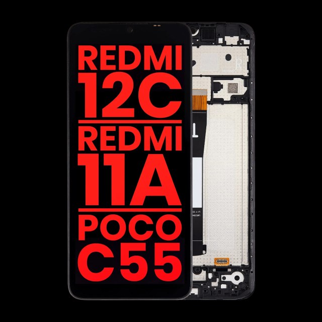 Display LCD completo con Frame per Xiaomi Redmi 12C / Redmi 11A / Poco C55 (Aftermarket Plus) (tutti i colori)