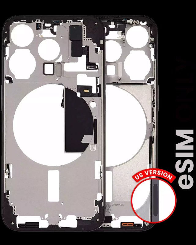 Frame centrale W/ Minuteria per iPhone 15 Pro (US Version) (Used Service Pack Pull: Grade B) (Titanio nero)