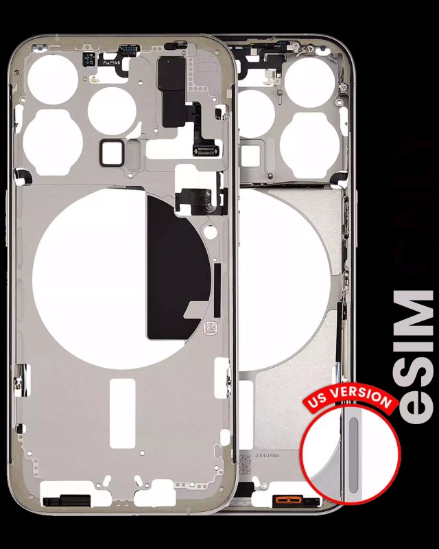 Frame centrale W/ Minuteria per iPhone 15 Pro (US Version) (Used Service Pack Pull: Grade B) (Titanio naturale)