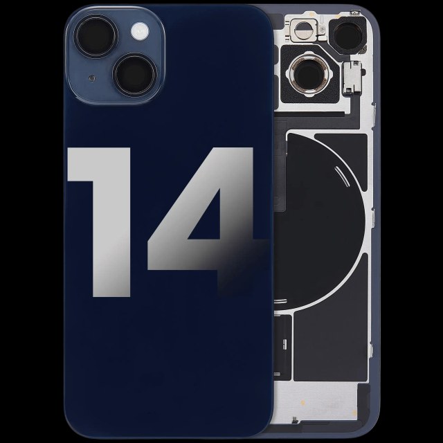 Vetro posteriore con magnete MagSafe, NFC e flat flash per iPhone 14 (Used Service Pack Pull: Grade B) (Mezzanotte)