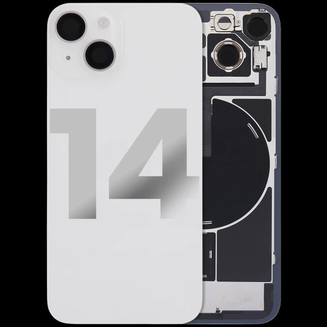 Vetro posteriore con magnete MagSafe, NFC e flat flash per iPhone 14 (Used Service Pack Pull: Grade B) (Galassia)