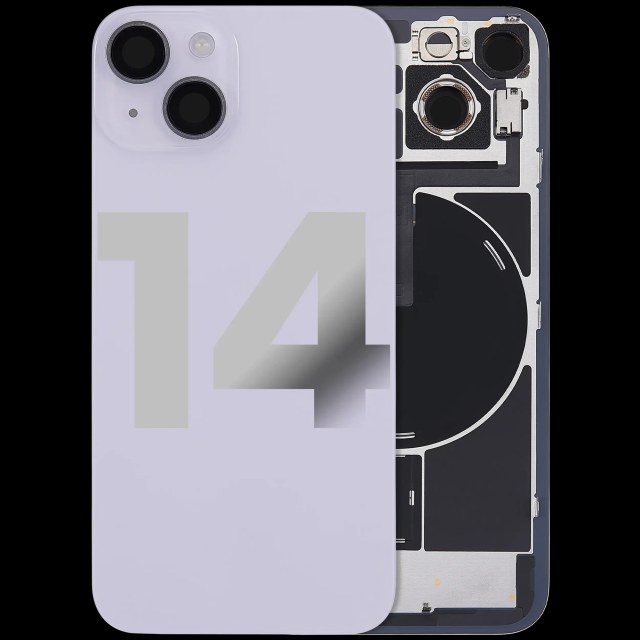 Vetro posteriore con magnete MagSafe, NFC e flat flash per iPhone 14 (Used Service Pack Pull: Grade B) (Viola)