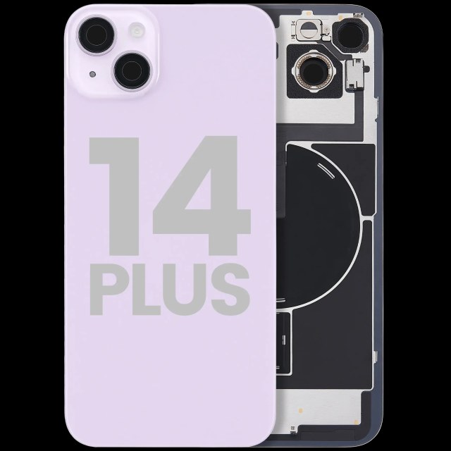 Vetro posteriore con magnete MagSafe, NFC e flat flash per iPhone 14 Plus (Used Service Pack Pull: Grade B) (Viola)