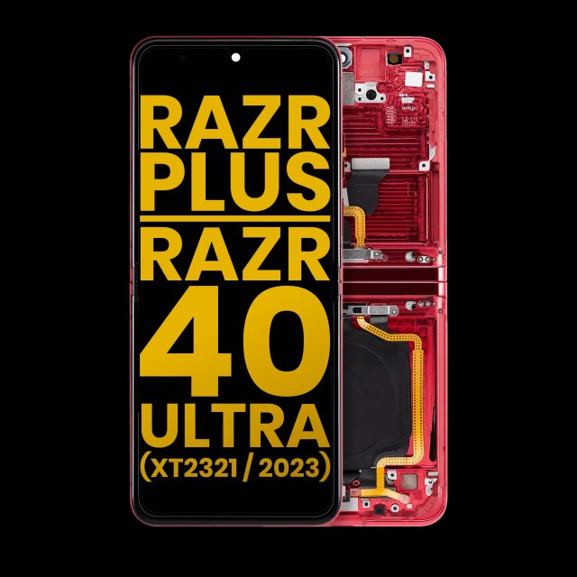 Inner Display OLED completo con Frame per Motorola Moto Razr Plus 2023 / Razr 40 Ultra (XT2321 / 2023) (Refurbished) (Viva Magenta)