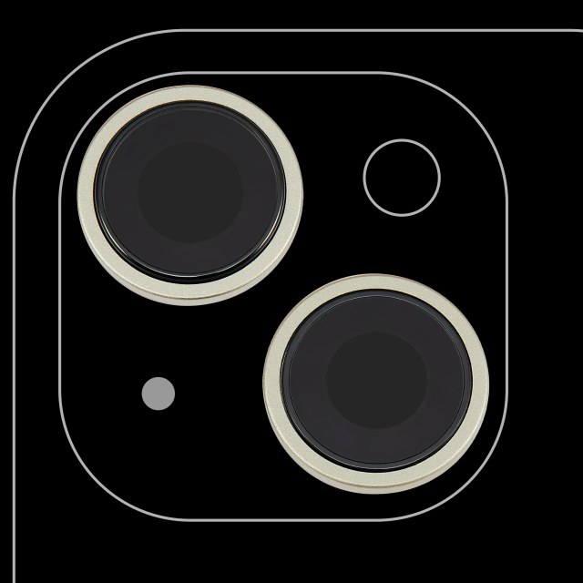 Lente fotocamera posteriore con staffa e Cornice per iPhone 15 / 15 Plus (2 set pezzi) (Premium) (Giallo)