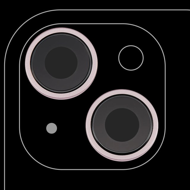 Lente fotocamera posteriore con staffa e Cornice per iPhone 15 / 15 Plus (2 set pezzi) (Premium) (Rosa)