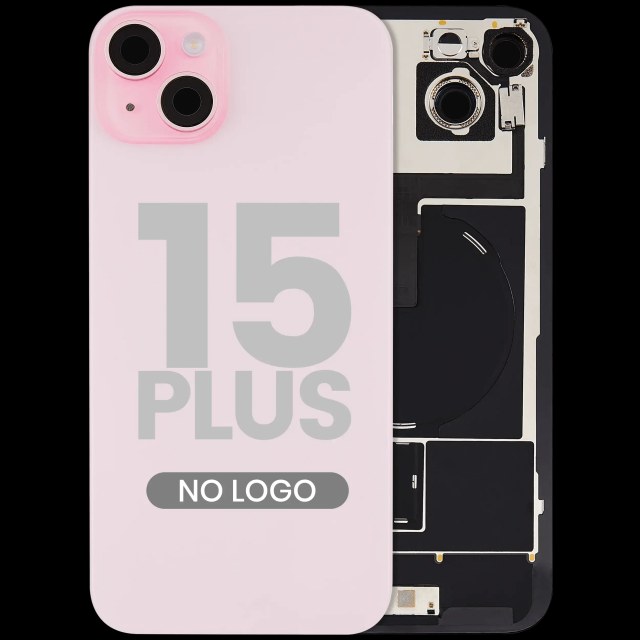 Vetro posteriore con magnete MagSafe, NFC e flat flash per iPhone 15 Plus (Aftermarket) (Rosa) (No Logo)