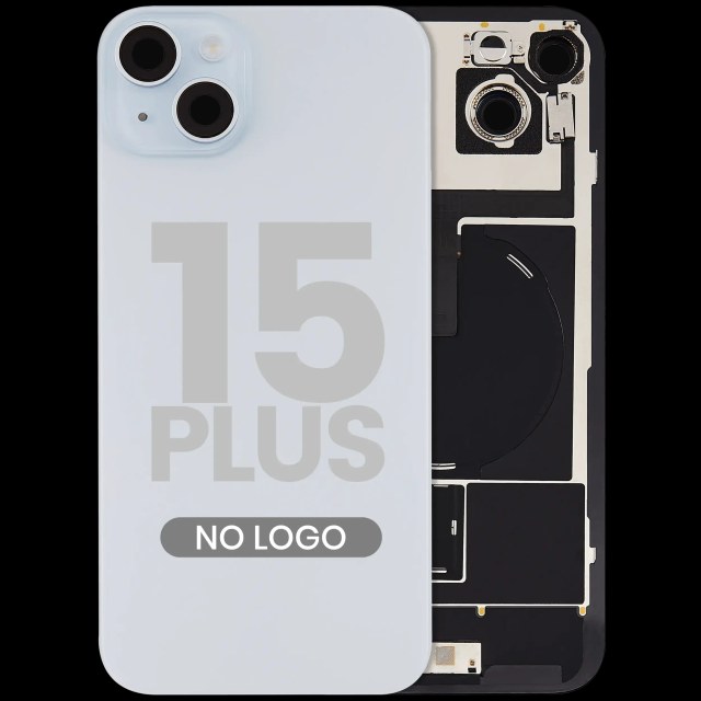 Vetro posteriore con magnete MagSafe, NFC e flat flash per iPhone 15 Plus (Aftermarket) (Blu) (No Logo)