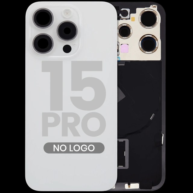 Vetro posteriore con magnete MagSafe, NFC e flat flash per iPhone 15 Pro (Aftermarket) (Titanio bianco) (No Logo)