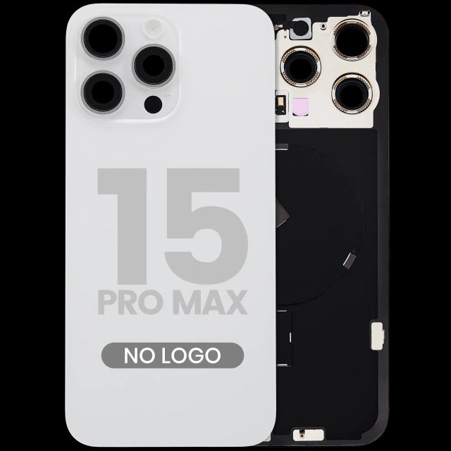 Vetro posteriore con magnete MagSafe, NFC e flat flash per iPhone 15 Pro Max (Aftermarket) (Titanio bianco) (No Logo)