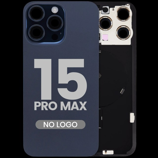 Vetro posteriore con magnete MagSafe, NFC e flat flash per iPhone 15 Pro Max (Aftermarket) (Titanio blu) (No Logo)