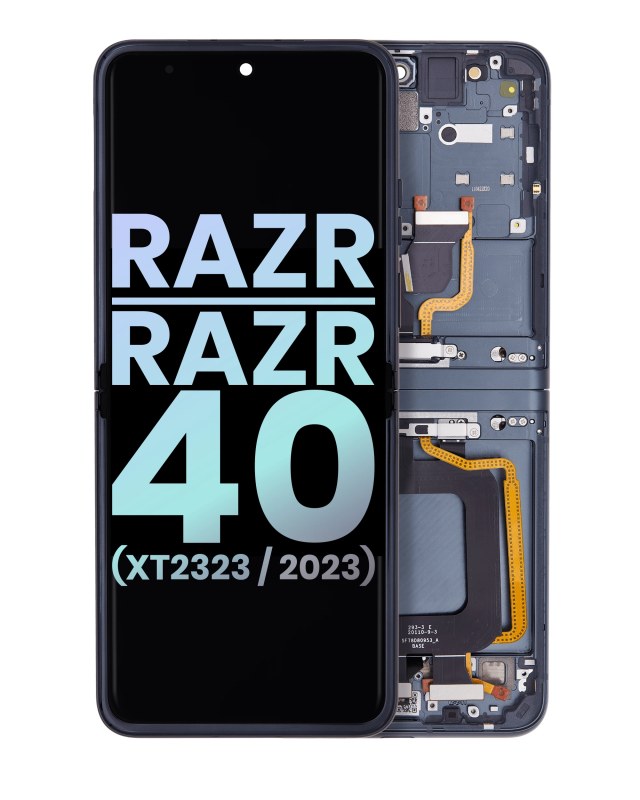 Main Display OLED completo con Frame per Motorola Razr 2023 / Razr 40 (XT2323 / 2023) (Service Pack) (Verde salvia Verde)