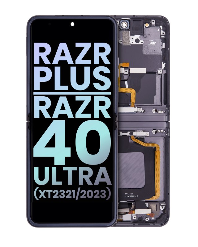Inner Display OLED completo con Frame per Motorola Moto Razr Plus 2023 / Razr 40 Ultra (XT2321 / 2023) (Service Pack) (Infinite Nero)