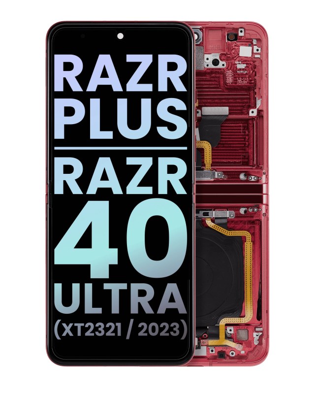 Inner Display OLED completo con Frame per Motorola Moto Razr Plus 2023 / Razr 40 Ultra (XT2321 / 2023) (Service Pack) (Viva Magenta)