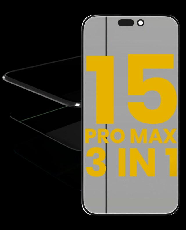 3 in 1 (Vetro con OCA preinstallato + Polarizer Film ) per iPhone 15 Pro Max (OCA Master) (2 pezzi)
