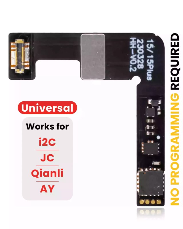Pre-Programmed Universal Batteria Tag-On flat (Soldering Not Required) per iPhone 15 / 15 Plus