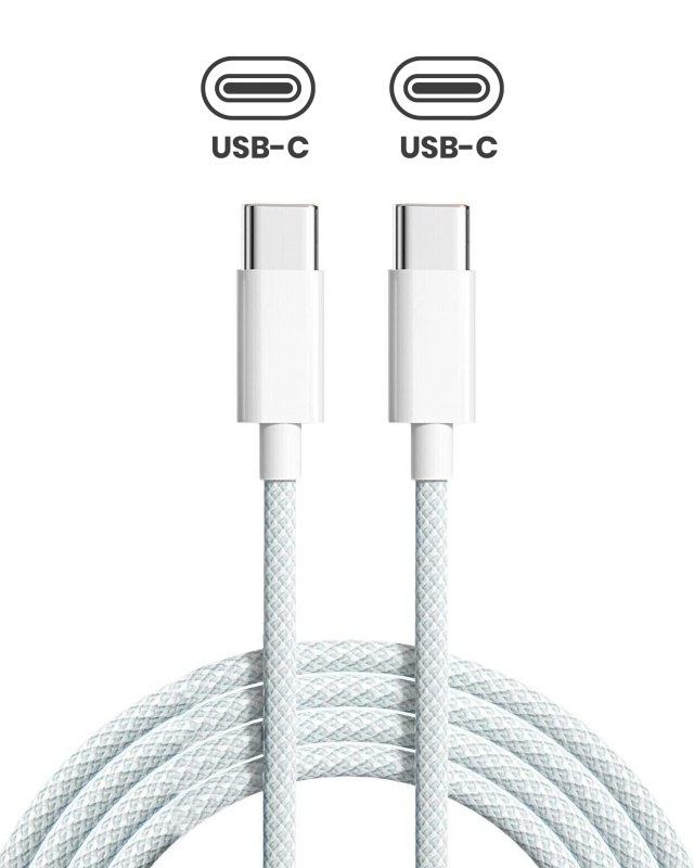 Apple USB-C to USB-C Braided Cavo (1m, 3ft) (Service Pack grado A, Bulk confezioneaging) (50 pezzi)