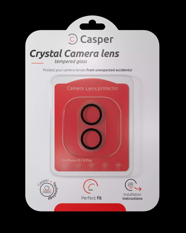 Casper Vetro fotocamera Protector per iPhone 17 / 16 / 16 Plus (Crystal Full Cover)