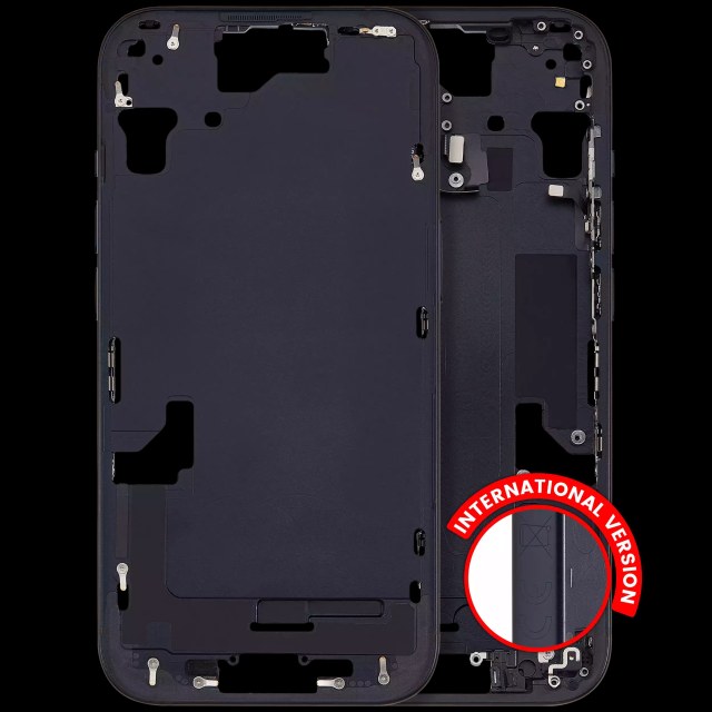 Frame centrale W/ Minuteria per iPhone 15 (EU / Global Version) (Aftermarket Plus) (Nero)