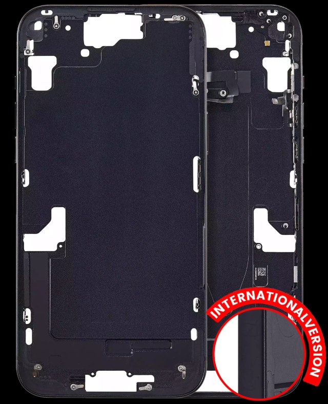 Frame centrale W/ Minuteria per iPhone 15 Plus (EU / Global Version) (Aftermarket Plus) (Nero)
