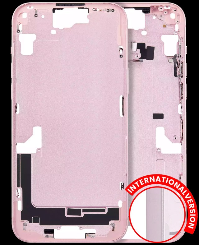 Frame centrale W/ Minuteria per iPhone 15 Plus (EU / Global Version) (Aftermarket Plus) (Rosa)