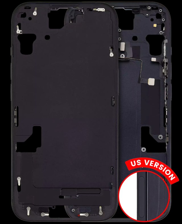 Frame centrale W/ Minuteria per iPhone 15 (US Version) (Aftermarket Plus) (Nero)